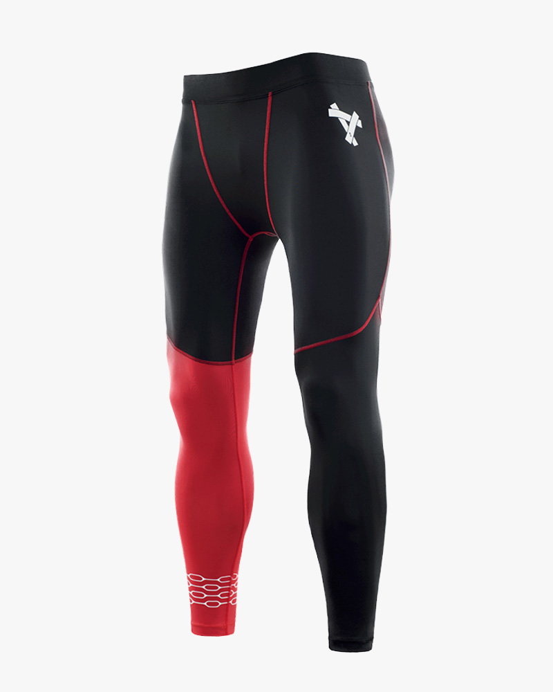 Men Splicing Color Compression Tights Leggings with Pocket 