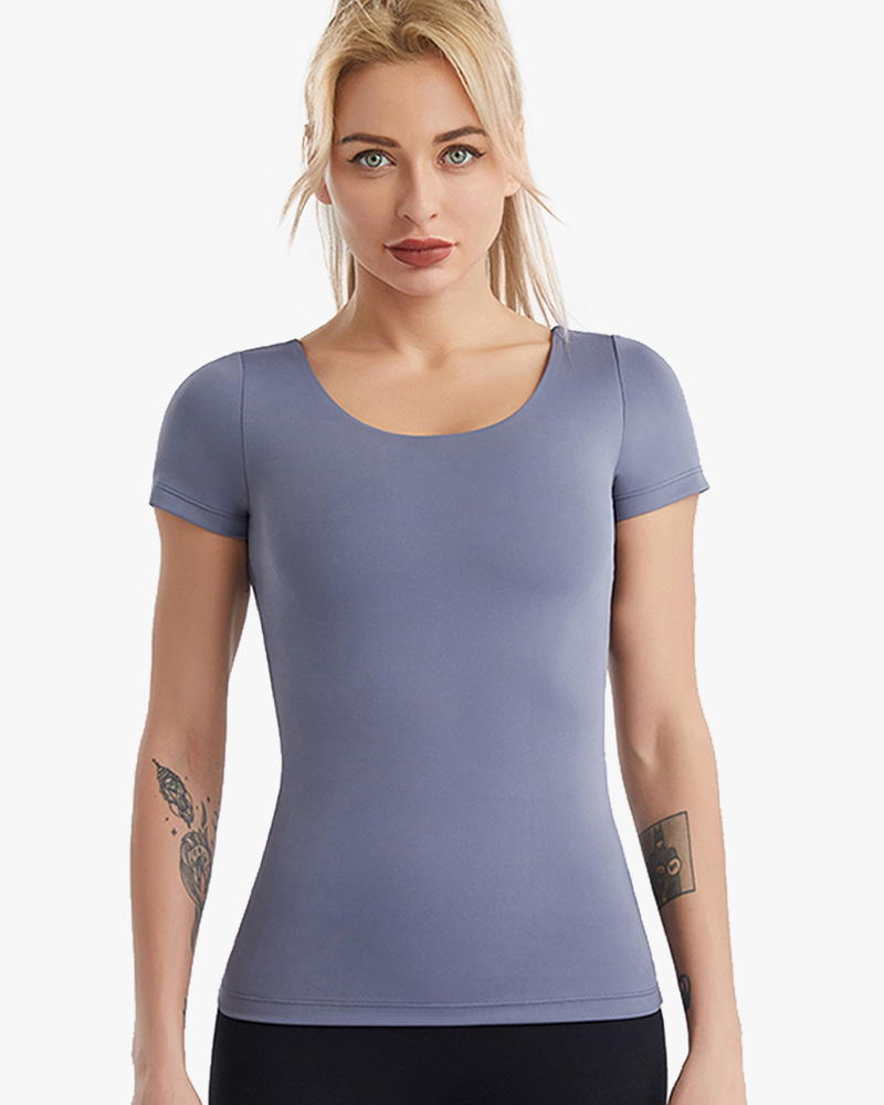 Solid Color Cross Back Hollow Sport Top