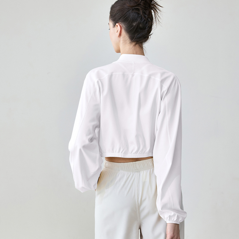 Lightweight Zip-Up Baseball Collar Cropped Sports Cardigan Jacket‌ For Ladies