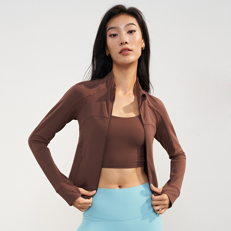 Women's Stand Collar Contrast-Panel Sports Jacket | High-Compression Workout Top | Breathable Yoga & Training Outerwear