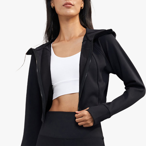 ‌Cropped Hooded Yoga Jacket - Windproof Thermal Workout Jacket for Fall & Winter for women