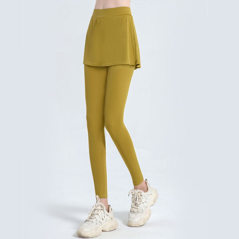 2025 Women's 2-in-1 Quick-Dry Yoga Pants with Skirt - Breathable Sports Leggings